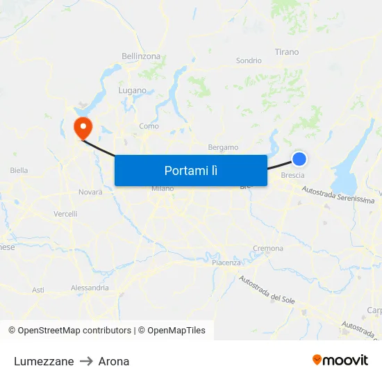 Lumezzane to Arona map