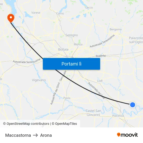 Maccastorna to Arona map