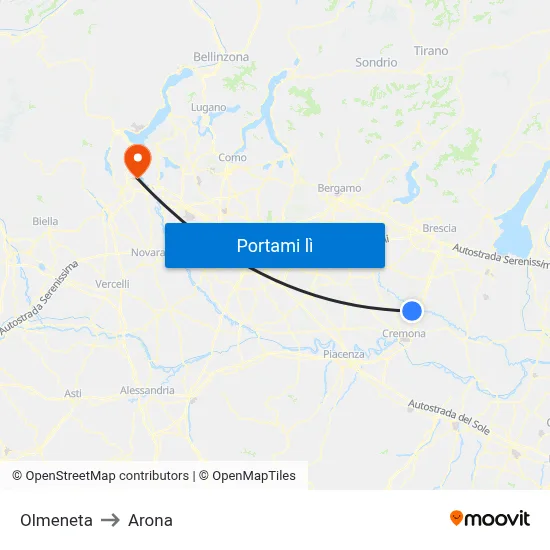 Olmeneta to Arona map
