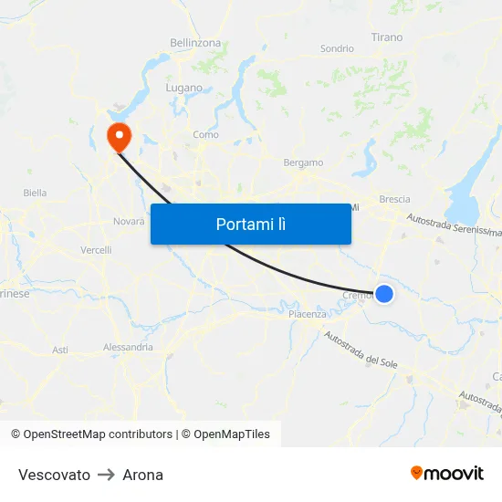 Vescovato to Arona map