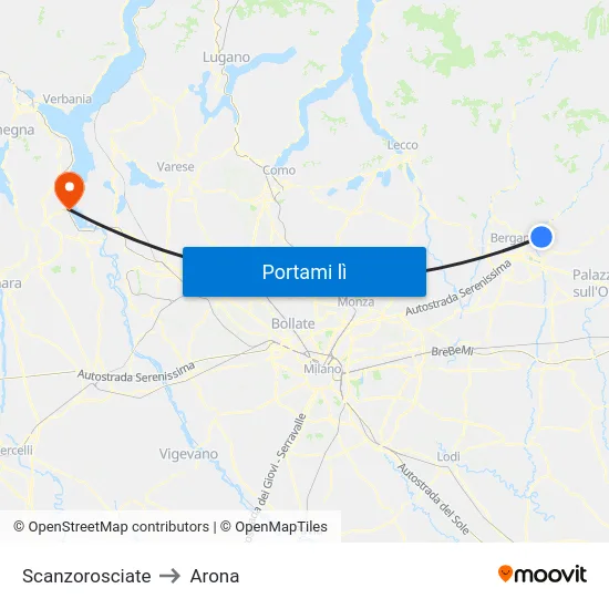 Scanzorosciate to Arona map