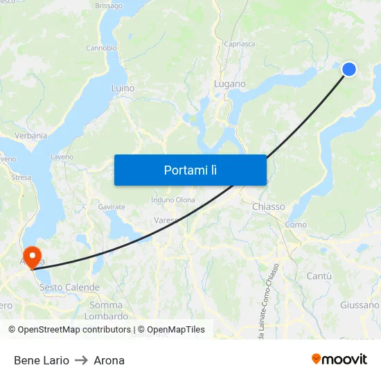 Bene Lario to Arona map
