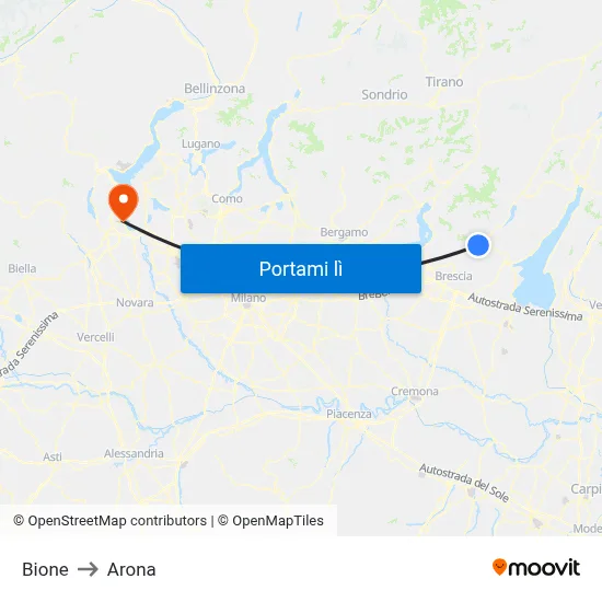 Bione to Arona map