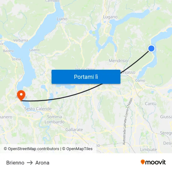 Brienno to Arona map