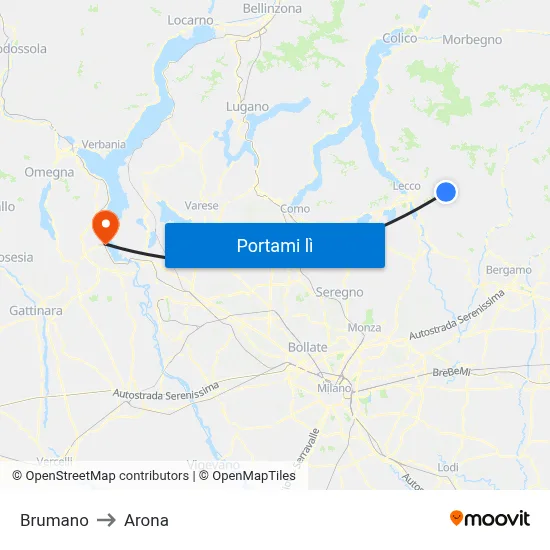 Brumano to Arona map
