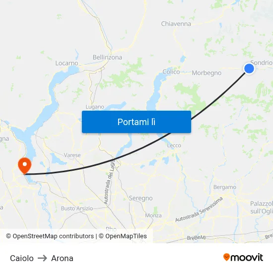 Caiolo to Arona map