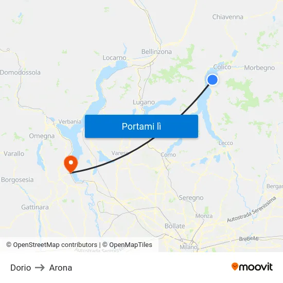 Dorio to Arona map