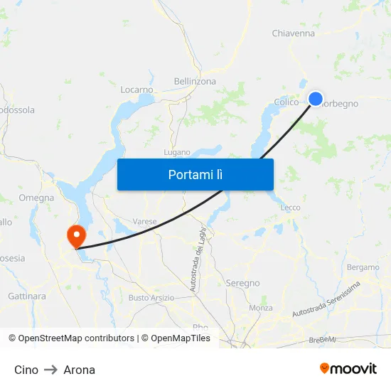 Cino to Arona map