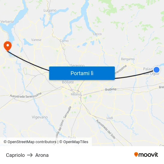 Capriolo to Arona map
