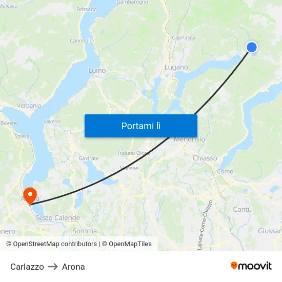 Carlazzo to Arona map
