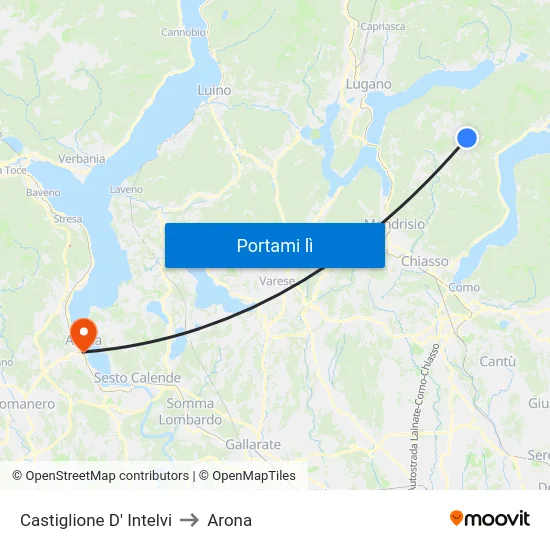 Castiglione D' Intelvi to Arona map