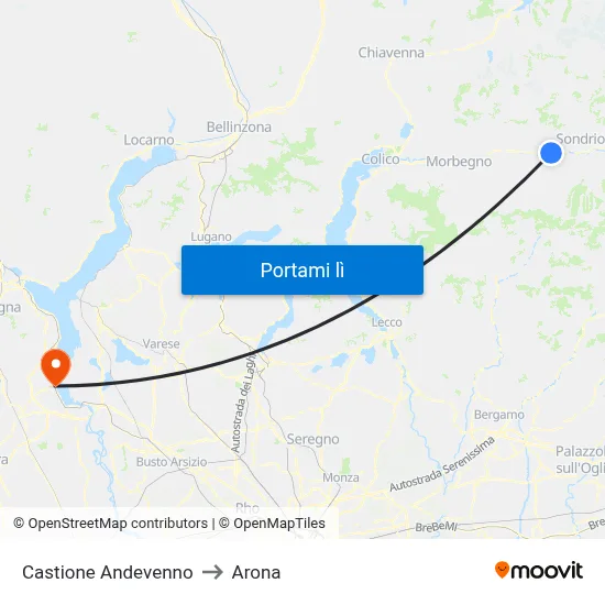 Castione Andevenno to Arona map