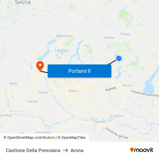 Castione Della Presolana to Arona map