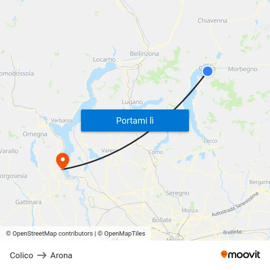 Colico to Arona map
