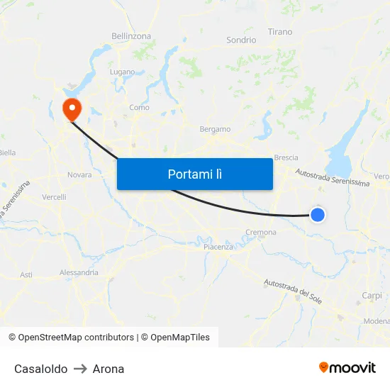 Casaloldo to Arona map