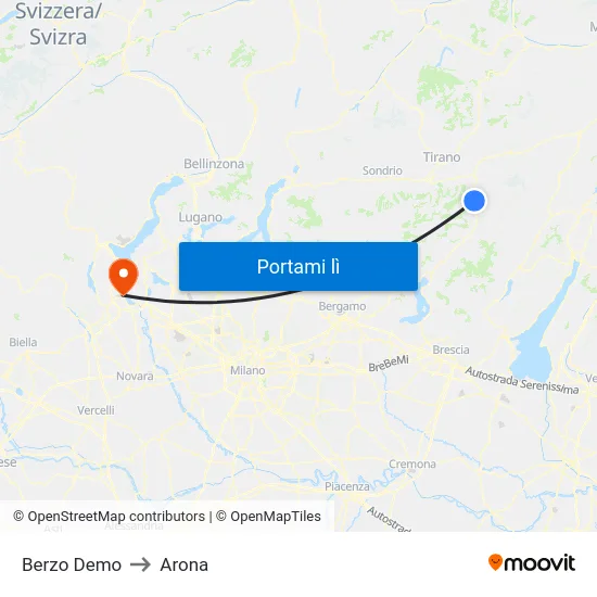 Berzo Demo to Arona map