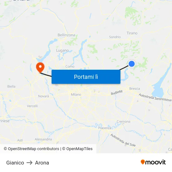 Gianico to Arona map