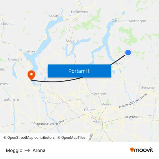 Moggio to Arona map