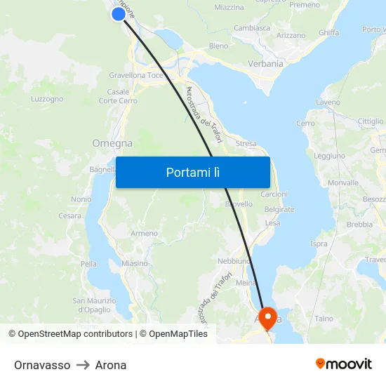Ornavasso to Arona map