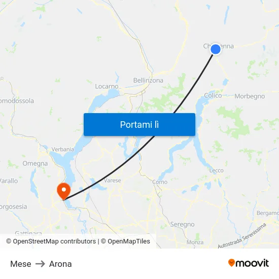 Mese to Arona map