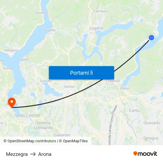 Mezzegra to Arona map