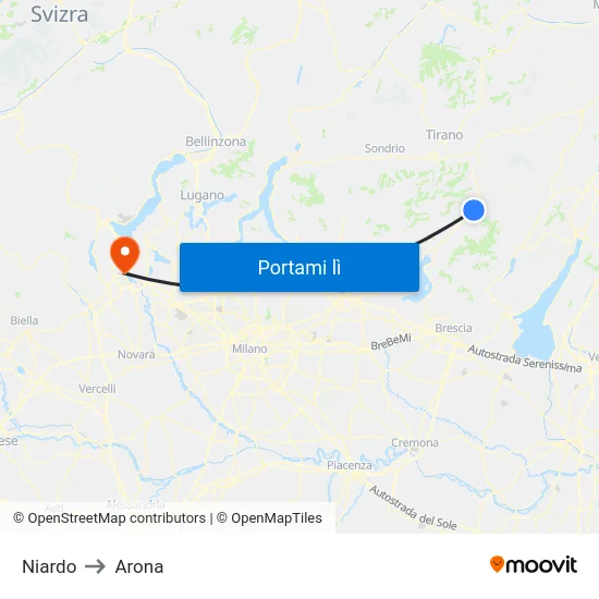 Niardo to Arona map