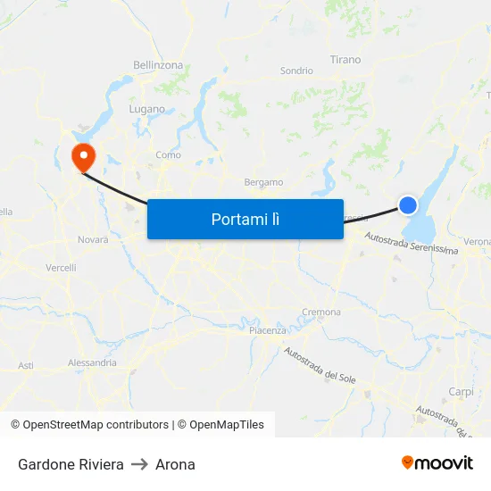 Gardone Riviera to Arona map