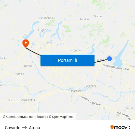 Gavardo to Arona map