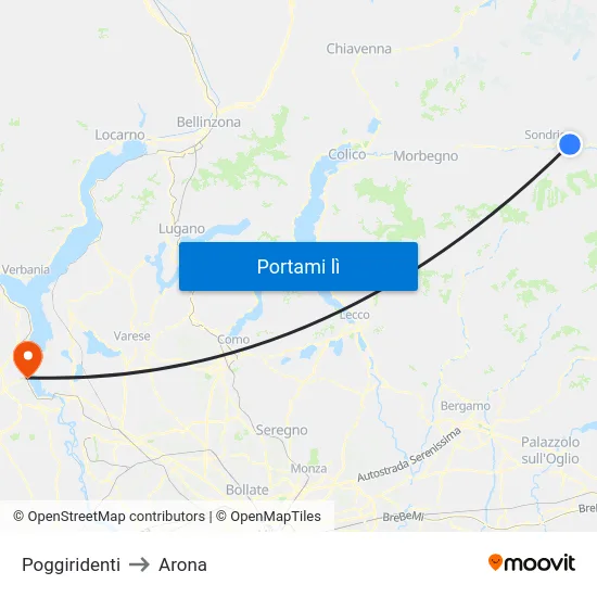 Poggiridenti to Arona map