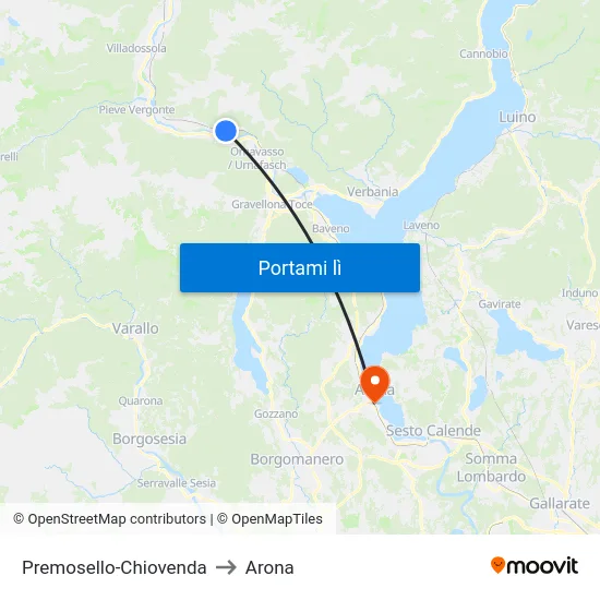 Premosello-Chiovenda to Arona map