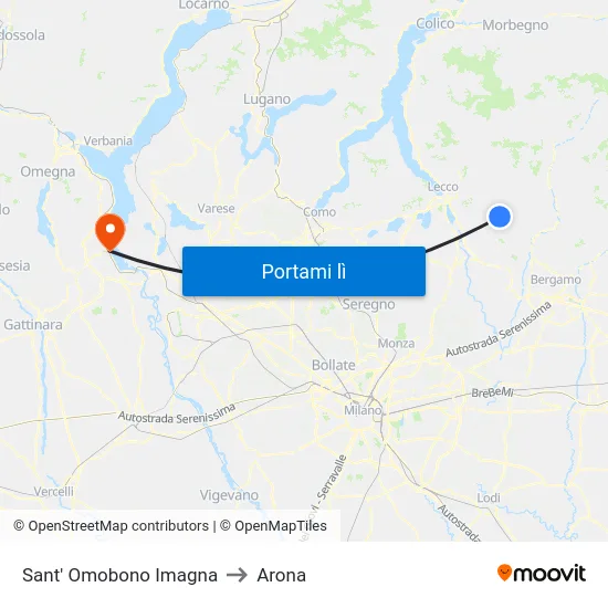 Sant' Omobono Imagna to Arona map