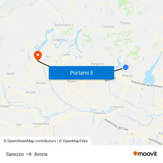 Sarezzo to Arona map