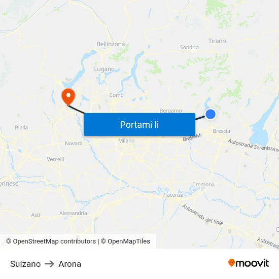 Sulzano to Arona map