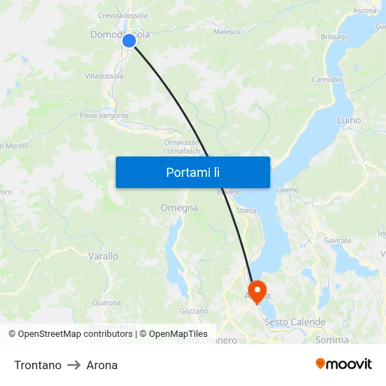 Trontano to Arona map