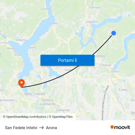 San Fedele Intelvi to Arona map