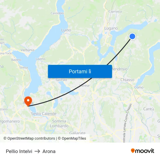 Pellio Intelvi to Arona map