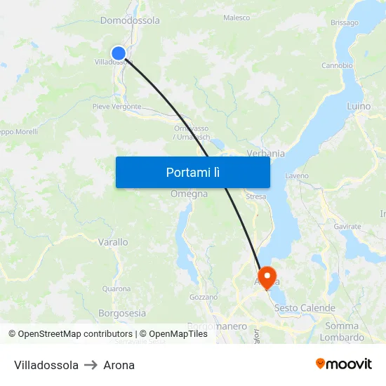 Villadossola to Arona map
