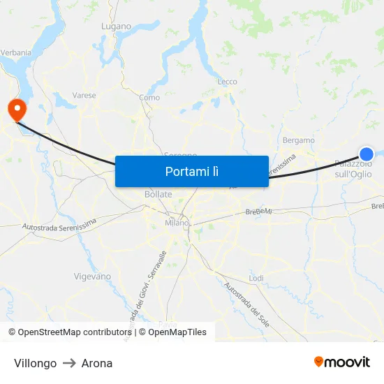 Villongo to Arona map