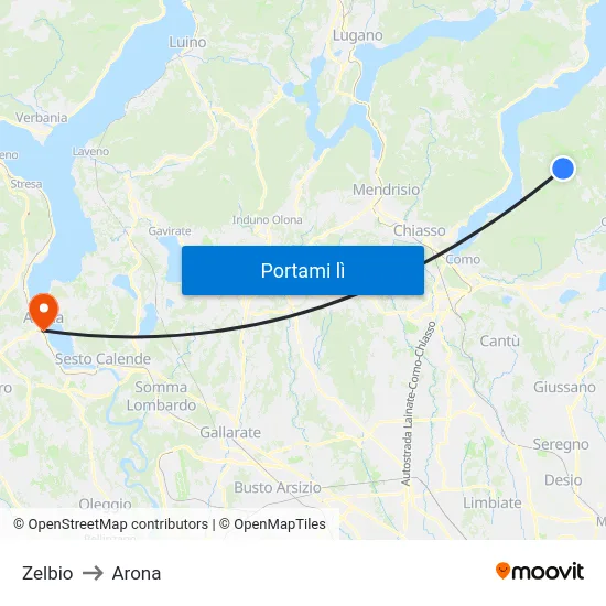 Zelbio to Arona map