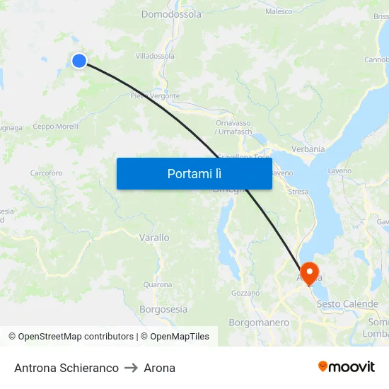 Antrona Schieranco to Arona map