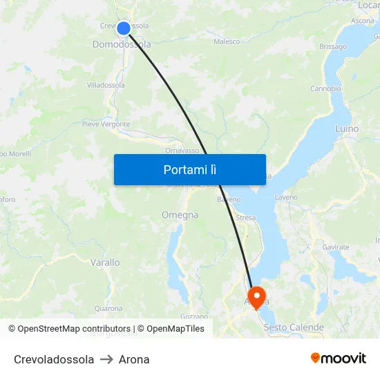 Crevoladossola to Arona map