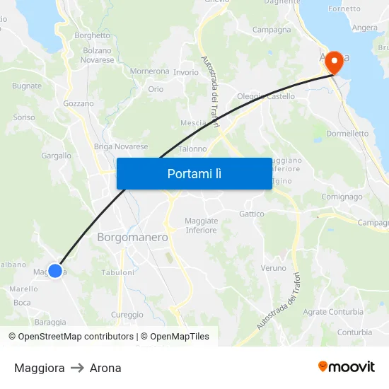 Maggiora to Arona map