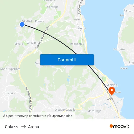 Colazza to Arona map