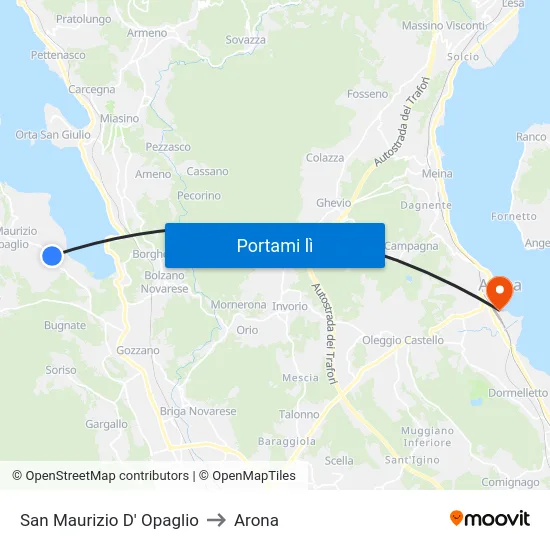San Maurizio D' Opaglio to Arona map