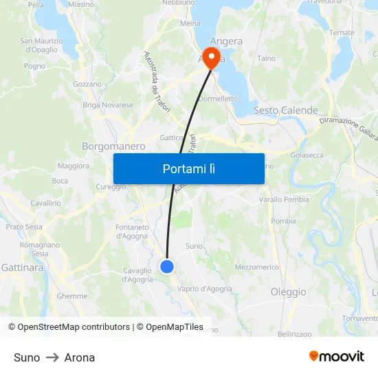 Suno to Arona map