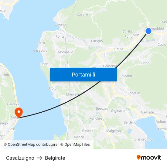 Casalzuigno to Belgirate map