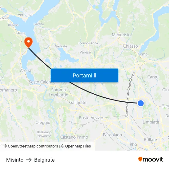 Misinto to Belgirate map