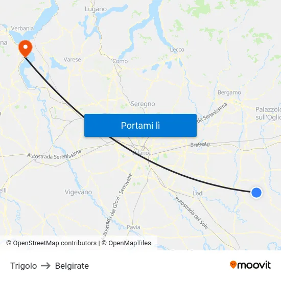 Trigolo to Belgirate map