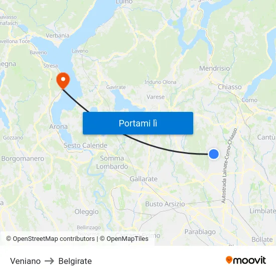 Veniano to Belgirate map