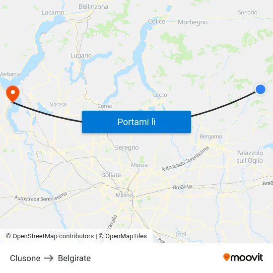 Clusone to Belgirate map